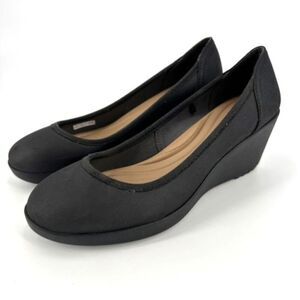 Crocs Women's Rubber Slip-On Marin Colorlite Wedge Comfort Shoes Black Size 9